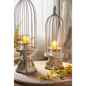 गृह सजावट Tealight मोमबत्ती कंटेनर सफेद लोहे के तार पिंजरा आकार मोमबत्ती धारक सेंटर टेबल मोमबत्ती स्टैंड - Product Image 6