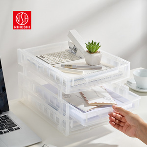 Niheshi Office Storage <b>Box</b> A4 Multi Layer <b>File</b> Holder Transparent Desktop Organizer Stackable for Desk Organization - Product Image 5