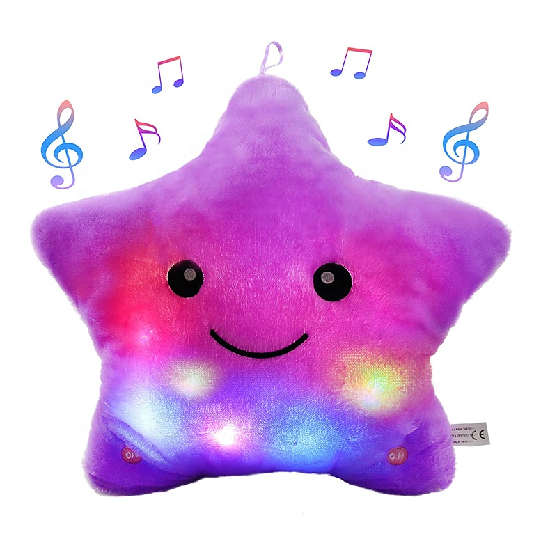 Soft Stuffed Plush Glowing Colorful Stars Pillow Cushion Led Light Toys Gift For Kids Children