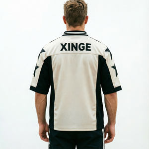 Camiseta de Verano para Hombre, Estilo Urbano, con Estampado de Cinco Estrellas, Manga Corta, 120GMS, Malla Transpirable, Tipo Jersey de Fútbol - Product Image 2