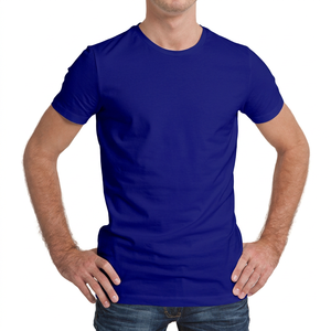 <b>Navy</b> <b>Blue</b> <b>Men's</b> Plaid Pattern Short Sleeve <b>T</b>-<b>Shirt</b>-100% Cotton Jersey Fabric Breathable & Eco-Friendly Regular Fit - Product Image 5