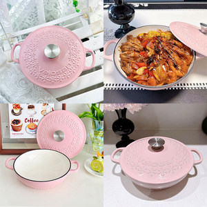 Olla de hierro esmaltado Velosan de 22 cm con tapa para guisar, freír, rehurguar, cocinar al vapor y hornear - Product Image 1