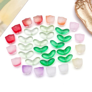 Colored Glass <b>Leaf</b> Pendant Half Moon Shape For Bracelet Making DIY Jewelry Accessories - Product Image 4