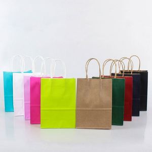 Custom Logo <b>Biodegradable</b> Brown Clothing Gift Shopping <b>Packaging</b> Disposable Kraft Paper Bag With Handle - Product Image 3
