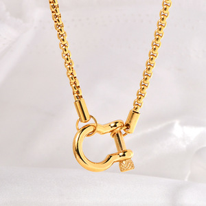 Collar de cadena de suéter minimalista de moda Chunky 18K chapado en oro caja de acero inoxidable collar joyería para mujer - Product Image 6