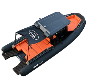 <span class=keywords><strong>Bateau</strong></span> pneumatique <span class=keywords><strong>rigide</strong></span> ZHAO MARINE LUX750 RIB750, entièrement noir, tube en Hypalon, yacht de luxe pour loisirs, avec sièges rembourrés orange. - Product Image 6