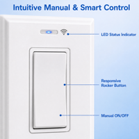 Interrupteur Wi-Fi mural MKD-60/U136TA-1, câblage simple voie