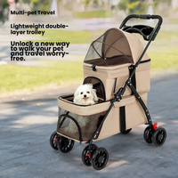 Poussette de luxe pour animaux de compagnie à double couche, pliable, pour 2 chiens ou chats, avec panier amovible, légère, pour les voyages