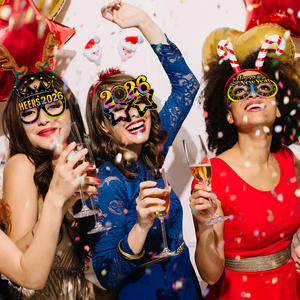 À la mode 8 pièces 2026 <span class=keywords><strong>bonne</strong></span> <span class=keywords><strong>année</strong></span> carton papier lunettes drôle noir papier lunettes pour nouvel an fête fournitures - Product Image 5