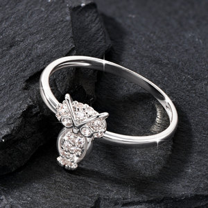 Anillos de Búho con Micro Pavé de Circonitas, Minimalistas y Lindos, de Cobre con Baño de Oro de 14K, Joyería de Moda que No se Deslustra para Niñas - Product Image 4