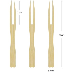 9cm Biodegradable Wooden Disposable Cutlery 500 2 Prong Finger Food <b>Forks</b> Eco-Friendly for Aperitifs Buffets Parties Restaurants - Product Image 2