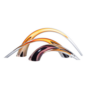 Sculpture d'arche en verre artistique, colorée, en forme de corne de bœuf, articles de décoration pour la maison, élégante pièce maîtresse pour manoir et club - Product Image 1