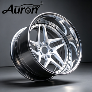 Jante en alliage d'aluminium Auron 5.25x17 Noir brillant avec rayons rouges, 2 pièces moulées pour la mise à niveau des voitures particulières - Product Image 1