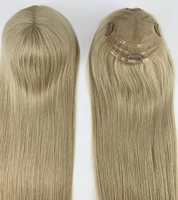 Prothèse capillaire en dentelle pour femme, cheveux humains vierges russes - Blond foncé/Châtain cendré clair, densité 150% pour texture droite en dentelle