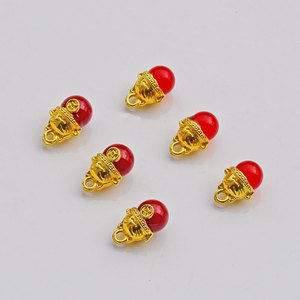Lucky Cat Pendant <b>Red</b> Bead Zinc Alloy Plated For <b>Bracelet</b> Making Round Shape GJ132 - Product Image 2