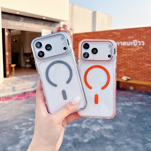 Coques de téléphone magnétiques antichoc pour iPhone 17 Pro Max, étui transparent antidérapant en TPU et PC avec support métallique pour appareil photo - Product Image 2