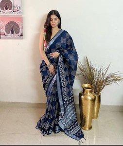 Saree à impression numérique en lin moderne Produit tendance pour l'obtention du diplôme Diwali Beach Occasions - Product Image 2