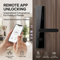 Serrure de porte intelligente avec lecteur d'empreintes digitales étanche en alliage d'aluminium pour portes en bois, stockage cloud et contrôle par application