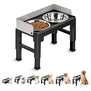 Portable Elevated <b>Slow</b> Feeding Dog Bowls Updated Adjustable Stainless with Splash Back for Cats Travel Pet <b>Feeder</b> - Product Image 1