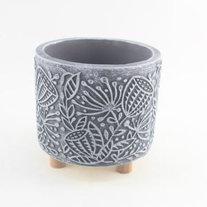 Macetas Minimalistas de Forma Redonda con Soporte, Macetas de Cemento y Hormigón, Estilo Relieve, Agricultura Urbana - Product Image 5
