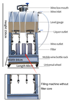Machine de remplissage semi-automatique électrique Dibosh à 4 têtes pour whisky, vodka et vin, petite échelle, en acier inoxydable 304, 400 bouteilles/heure