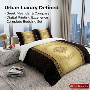 <span class=keywords><strong>Parure</strong></span> <span class=keywords><strong>de</strong></span> <span class=keywords><strong>lit</strong></span> motif géométrique grec motif meander, luxe urbain, noir et or, housse <span class=keywords><strong>de</strong></span> couette baroque tendance, impression numérique, ensemble 3 pièces pour la maison - Product Image 1