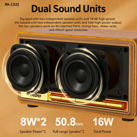 Enceinte sans fil RK-C532 90W, son stéréo 3D Hi-Fi, enceinte de lecture multi-modes pour extérieur avec subwoofer, touches de style piano vintage