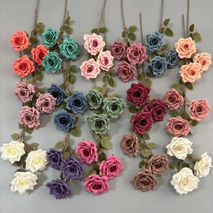 Roses artificielles Pingping, 3 têtes, couleur cappuccino, fleurs en soie pour décoration de voiture de mariage, décoration intérieure, arrangements floraux - Product Image 1