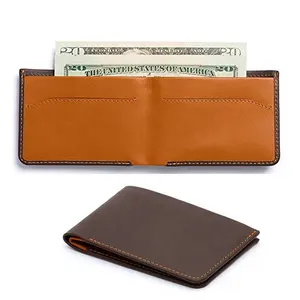 Custom logo embossed wholesale men leather pocket branded wallet for men