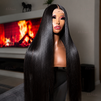 Pelucas de Cabello Humano Liso con Encaje Frontal HD 13x6, Sin Pegamento, Pre-Desplumadas, Negras Naturales, Largas, de Cabello Virgen, Venta al por Mayor, Proveedor OEM, Fábrica