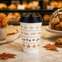 Gobelet en papier à double paroi, design Halloween, kraft, isolé, résistant à la chaleur, jetable, pour boissons chaudes à emporter, 12 oz, service alimentaire