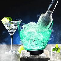 Seau à glace lumineux LED de qualité commerciale avec logo personnalisé, refroidisseur de champagne et de vin, unité de refroidissement de boissons pour fêtes et événements