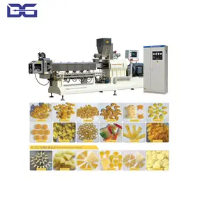 Fully automatic 500kg/h continuous 3d 2d slanty snack pellet chips making extruder machine line China supplier Jinan DG