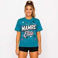T-shirt personnalisé pour femme de cheerleading, vert sarcelle foncé, manches courtes, imprimé, esprit d'équipe, logo personnalisé, t-shirt d'entraînement pour équipe de danse