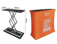 Comptoir de salon professionnel pliable avec housse graphique en tissu personnalisée, table promotionnelle portable pour événements en forme ovale ou rectangulaire