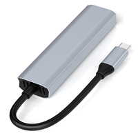 Hub USB-C 4-en-1, adaptateur multiport, 4K HDTV + USB3.0 + USB2.0 + charge PD 100W, station d'accueil en alliage d'aluminium, type C, dissipateur de chaleur
