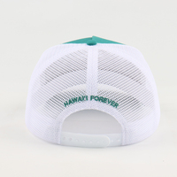 Casquette Trucker Unisexe 5 Panneaux Personnalisable Bleu Paon et Blanc avec Logo sur le Devant – Vente en Gros, Réglable, Promotionnelle pour l'Extérieur