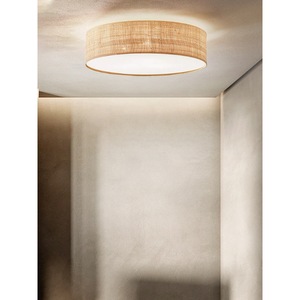 Plafonnier en raphia avec télécommande LED, luminaire à montage en surface pour salon et chambre à coucher - Product Image 5