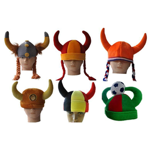 Custom Fluwelen Voetbalteam Fan <span class=keywords><strong>Viking</strong></span> Bull Horn Hoed Met Pruik Voor Volwassenen Unisex Party Voetbal Accessoires - Product Image 1