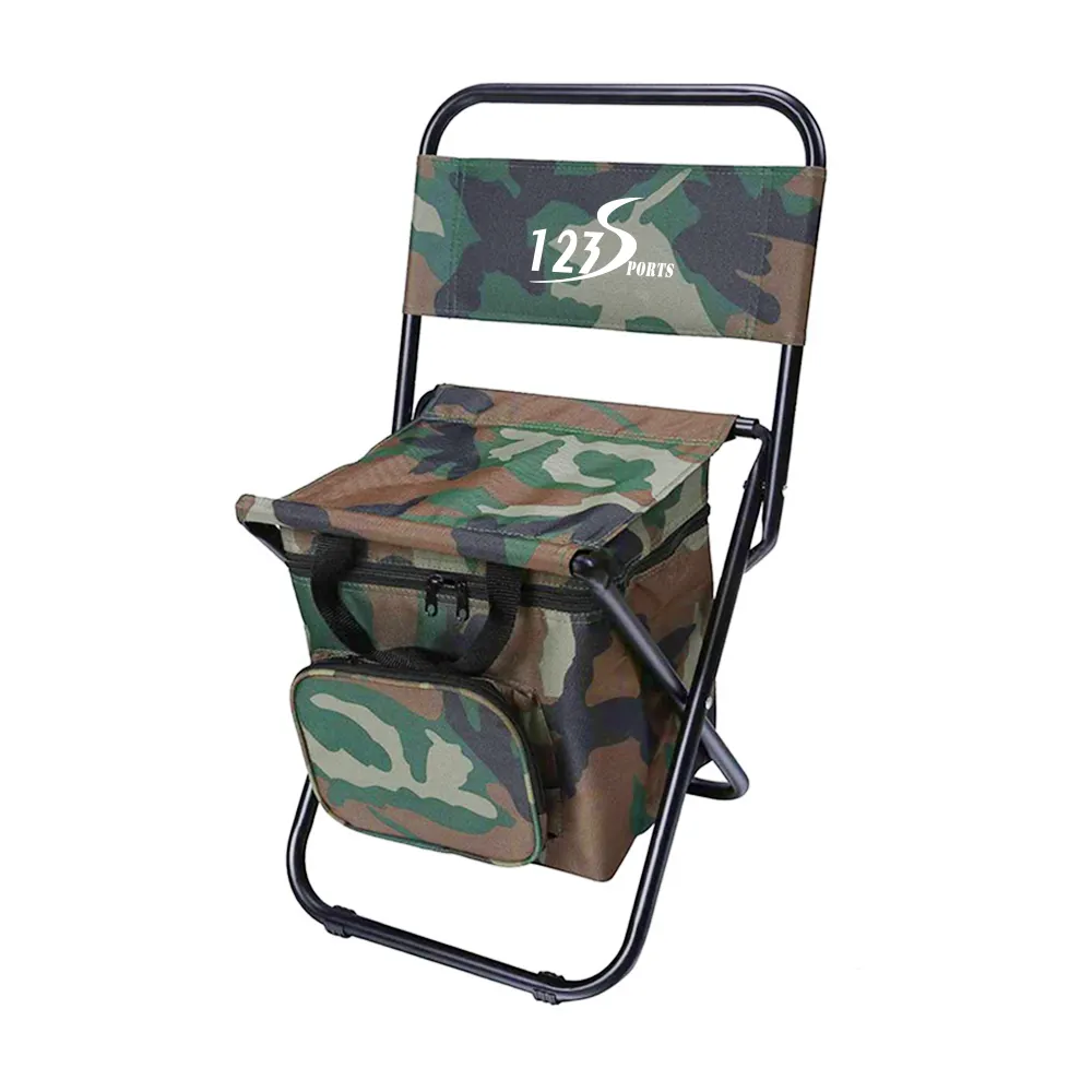 123 Sports Hot Sale High Quality Portable Detachable Backpack Folding Stool Fishing Chair With Cooler Bag