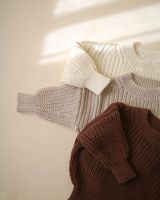 Logo personnalisé gros tricot surdimensionné bébé chandails 100% bambou épais tricoté garçons filles hiver