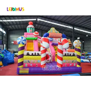 Maison de rebond rose Bonbons Aire de jeux Thème Jumping Bouncy Castle Combo Château de saut gonflable avec toboggan Videur pour enfants