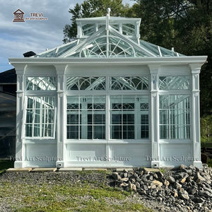 ट्रेवी यूरोपीय आउटडोर ग्रीनहाउस सजावट ग्लास छत ढके लिए लोहे के गज़ेबो - Product Image 6