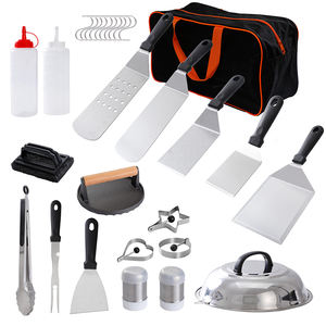 Ensemble d'accessoires pour barbecue à surface plane de 29 pièces, outils pour barbecue, <span class=keywords><strong>presse</strong></span> à smash burger, accessoires pour plaque chauffante en acier inoxydable avec sac de transport - Product Image 1