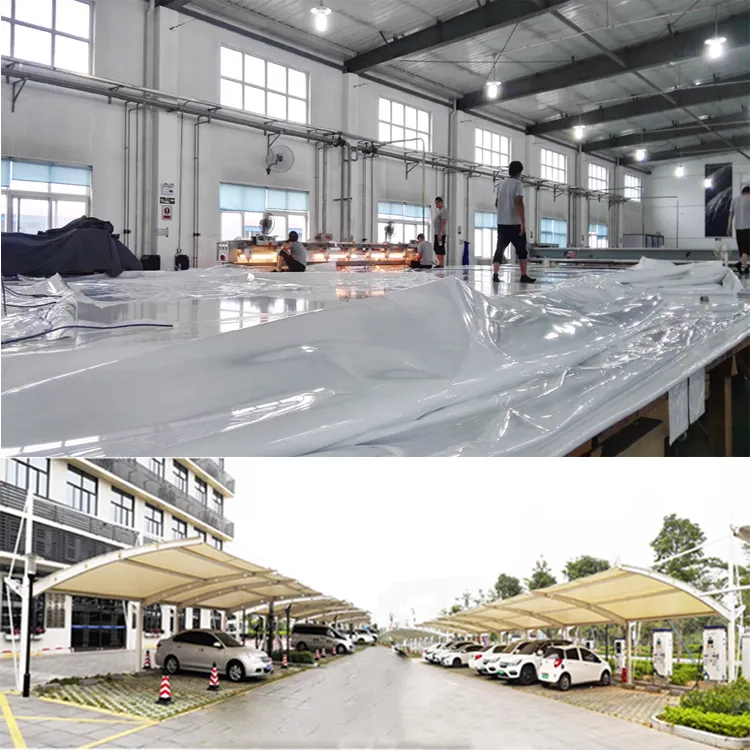 Filme de toldo de tecido pvdf de fábrica, telha moderna de pvc, telhado, materiais de cobertura barato