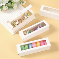 Boîte d'emballage pour biscuits au chocolat avec fenêtre, en papier kraft blanc, à ouverture automatique, pour une seule pièce, conteneur de boulangerie, boîte à macarons