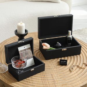 Hộp Gỗ Faux Da Trang Trí Hộp Xử Lý Hộp Da Lưu Trữ Cho Hiện Đại Trang Trí Nội Thất Xếp Chồng Đồ Trang Sức Tổ Chức - Product Image 2