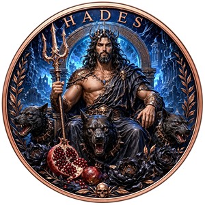 Pièce de monnaie en cuivre pur 999 de 1 oz et 5 oz, mythologie grecque Hades, relief 3D, couleur UV, effet proof-like, artisanat métallique - Product Image 1