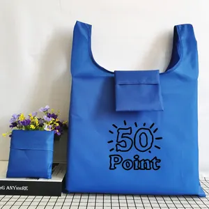 Custom Nylon Dobrável Mercearia Sacos Plain cor Reutilizável Folding Polyester Shopping Bag