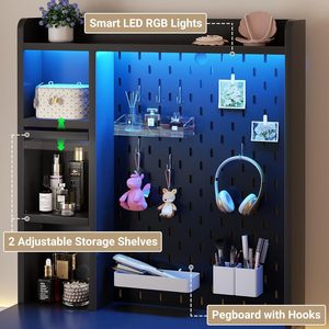 Modern minimalist style <b>dressing</b> <b>table</b>/bedside <b>table</b> <b>with</b> integrated corner <b>storage</b> cabinet/drawer and pegboard for small - Product Image 3